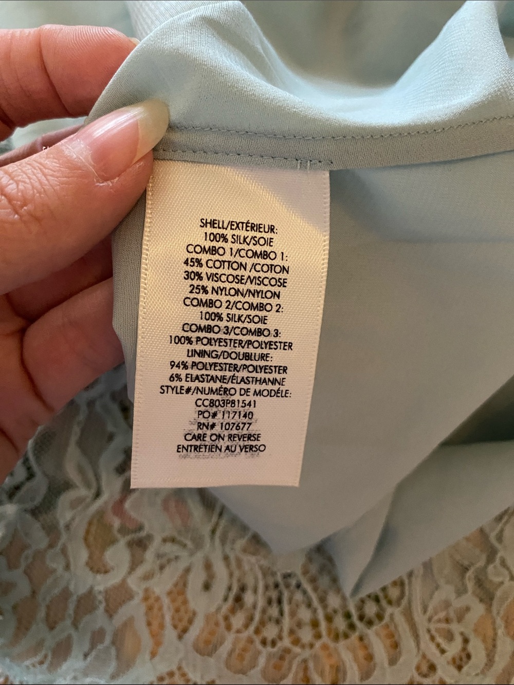 Alice + Olivia Pale Blue Floral Dress with Lace Trim - Picture 4 of 4